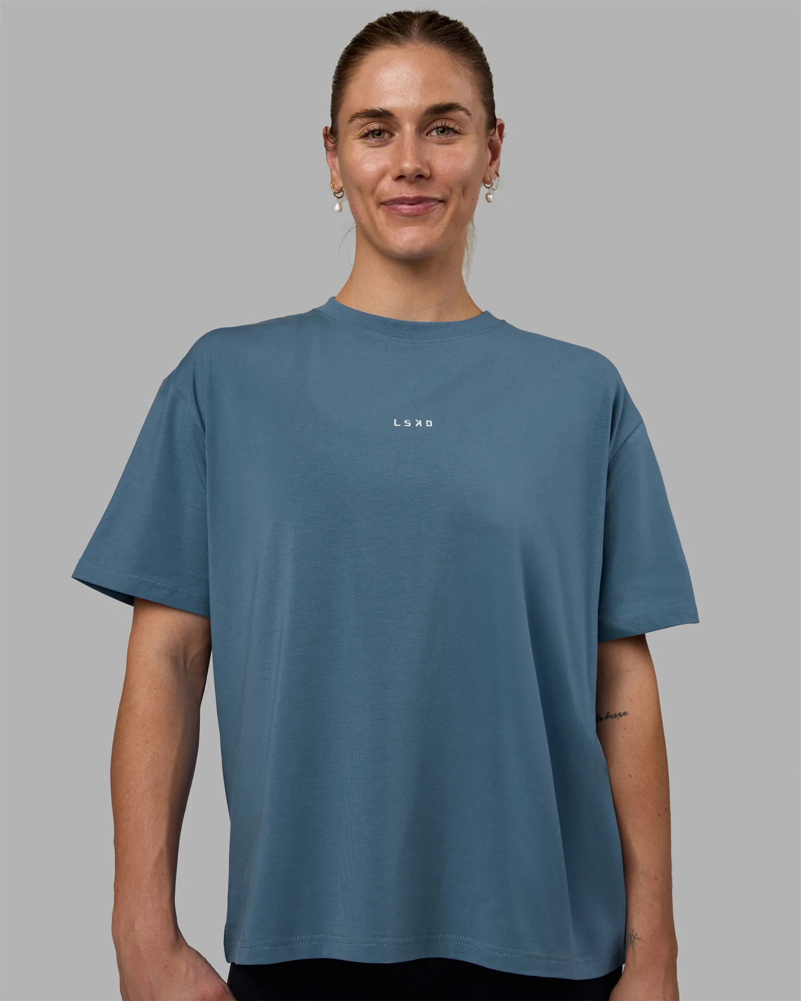 Go-To FLXCotton Oversized Tee - Elemental Blue-White