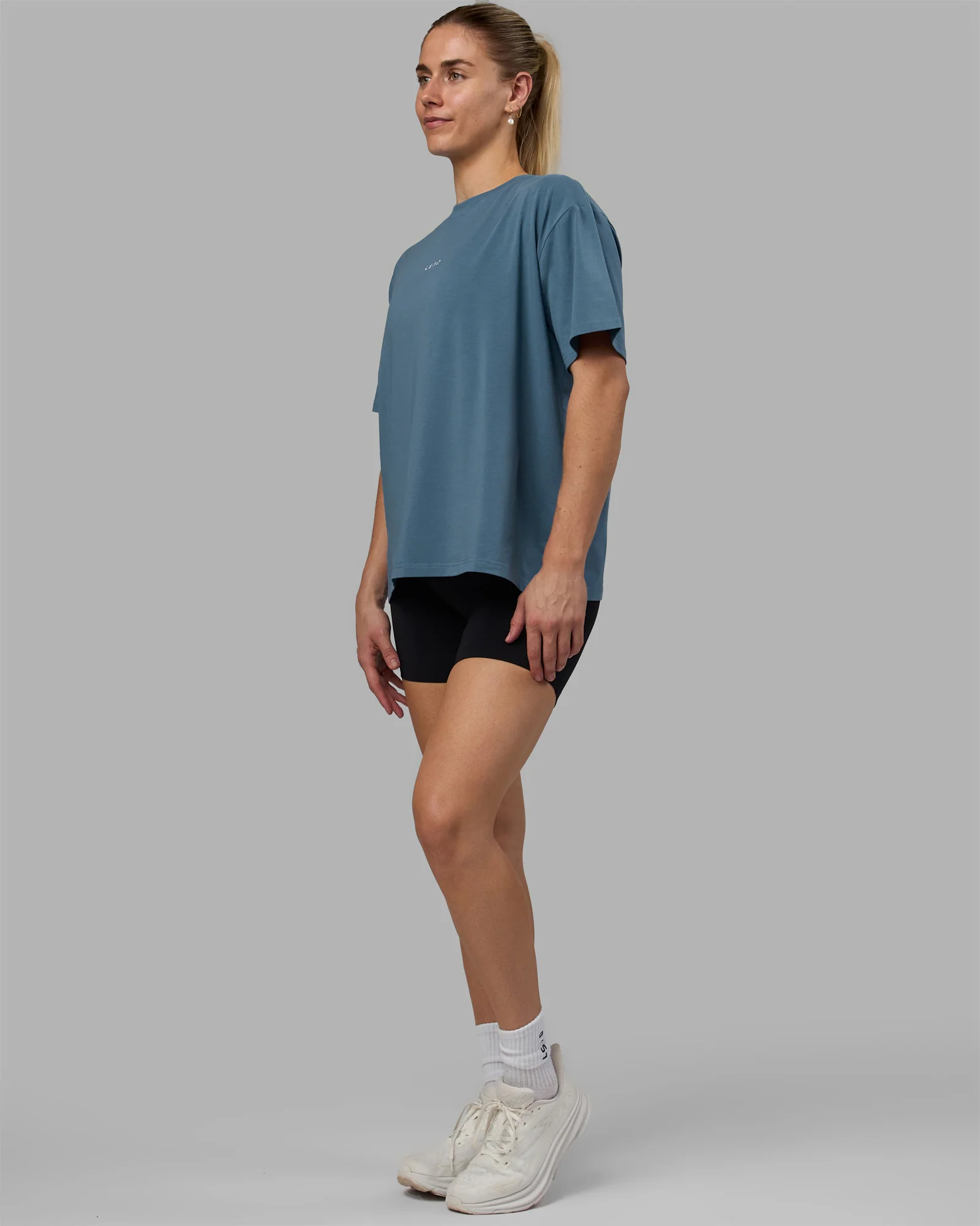 Go-To FLXCotton Oversized Tee - Elemental Blue-White