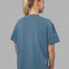 Go-To FLXCotton Oversized Tee - Elemental Blue-White