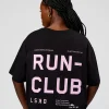 Go-To Run Club FLXCotton Oversized Tee - Black-Marshmallow