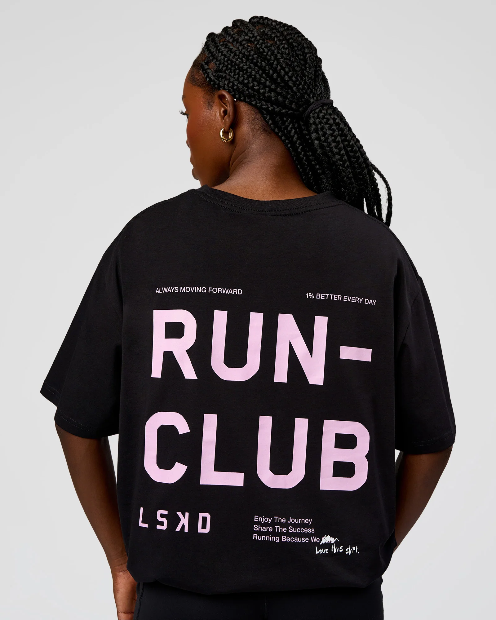 Go-To Run Club FLXCotton Oversized Tee - Black-Marshmallow