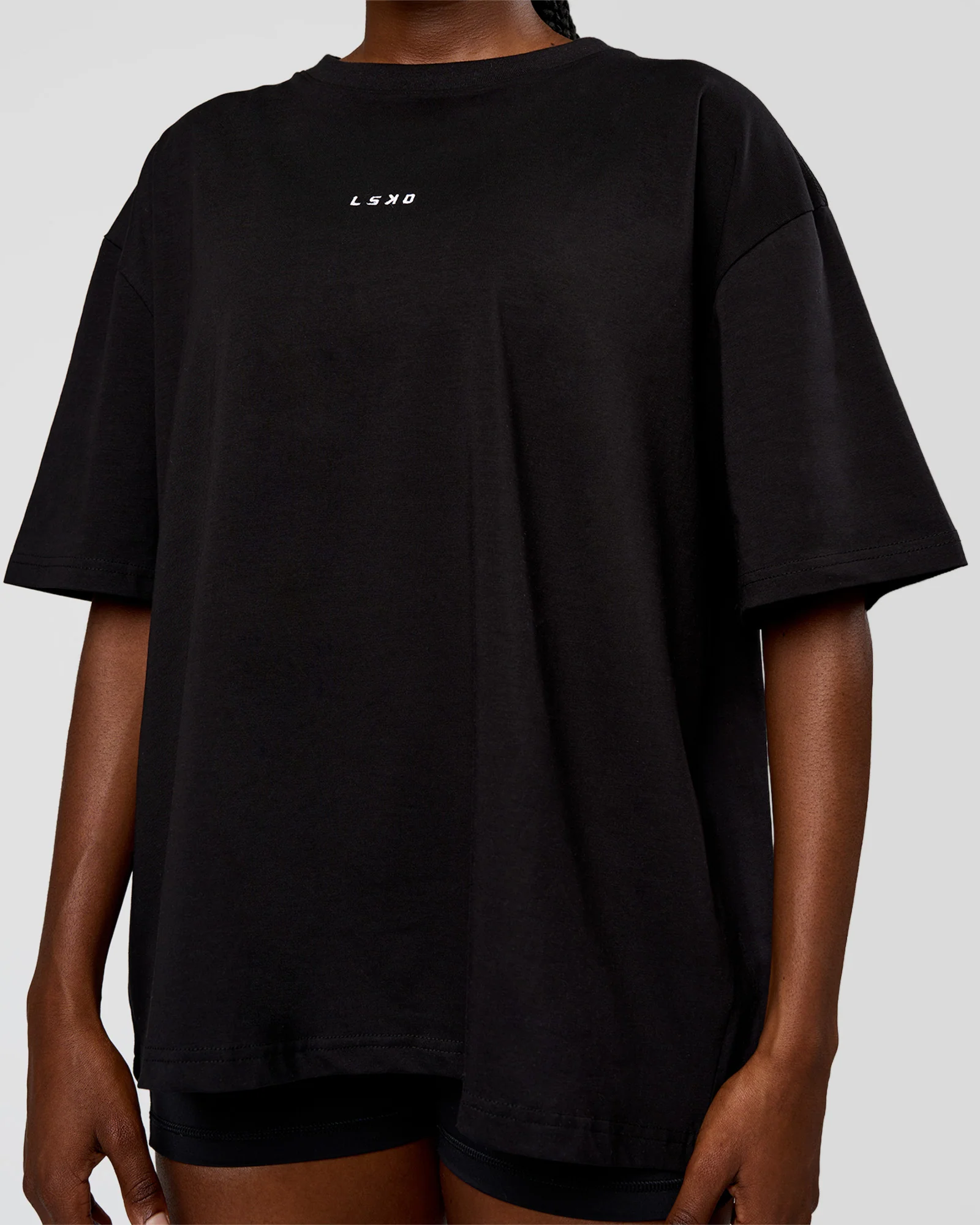 Go-To Run Club FLXCotton Oversized Tee - Black-Marshmallow