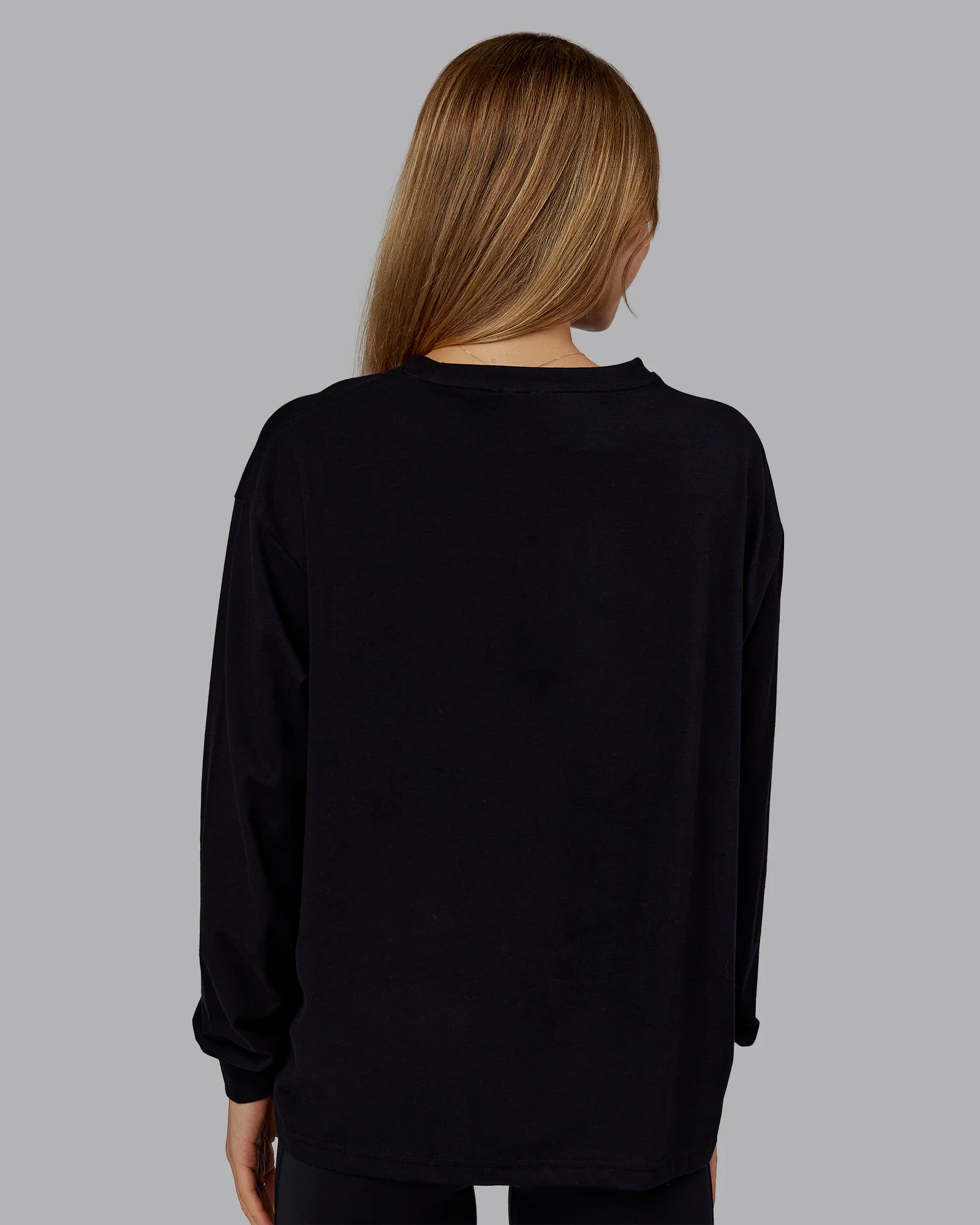 Go-To Long Sleeve FLXCotton Oversized Tee - Black-White
