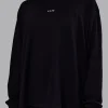 Go-To Long Sleeve FLXCotton Oversized Tee - Black-White