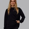 Go-To Long Sleeve FLXCotton Oversized Tee - Black-White