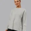 Go-To Long Sleeve FLXCotton Oversized Tee - Digital Mist-White