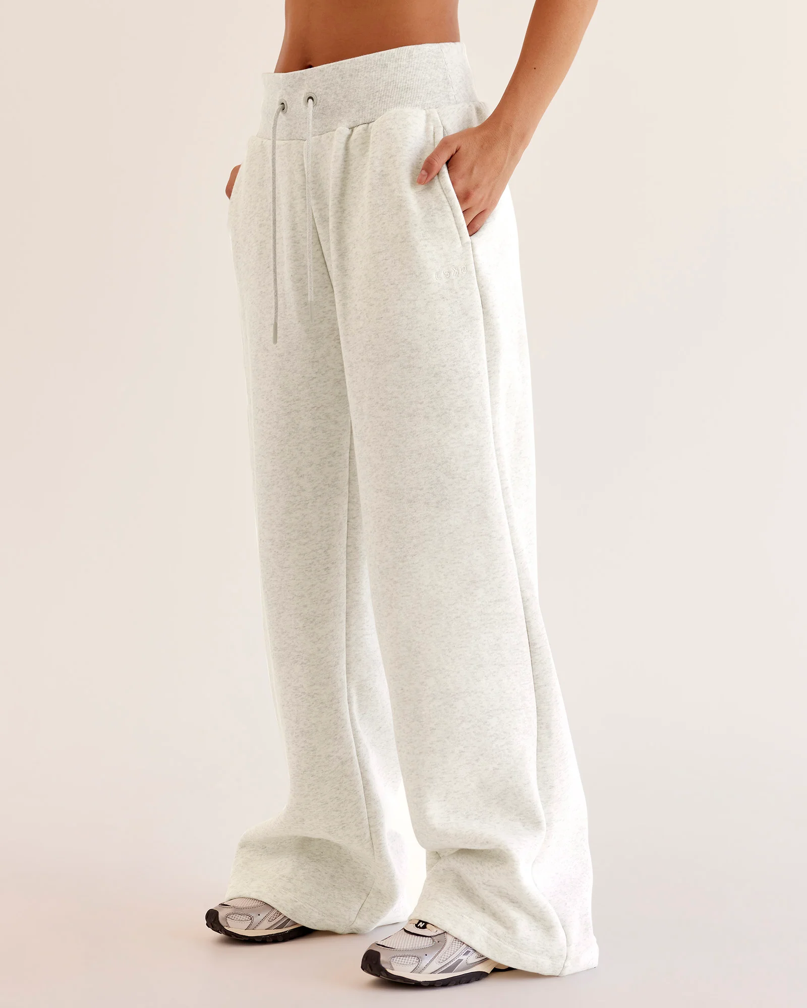Go-To Wide Leg Track Pant - Silver Marl