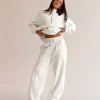 Go-To Wide Leg Track Pant - Silver Marl