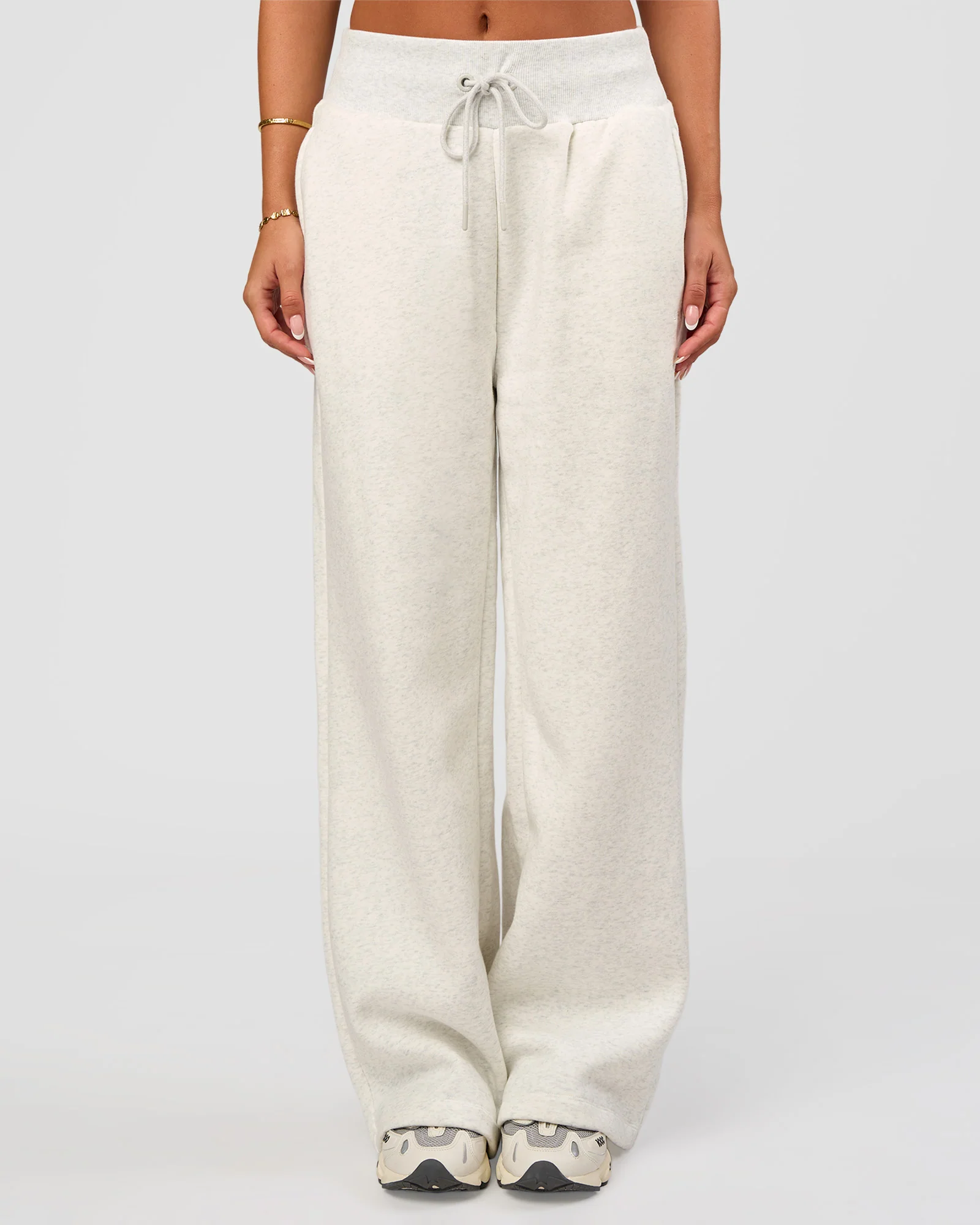 Go-To Wide Leg Track Pant - Silver Marl