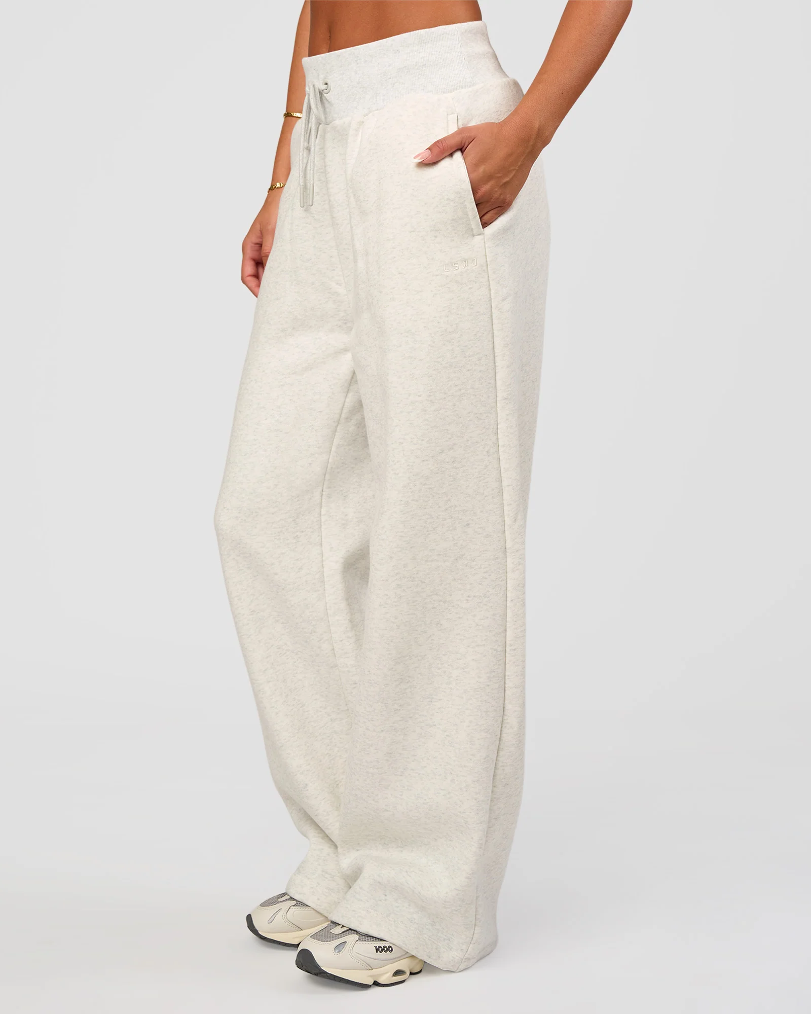 Go-To Wide Leg Track Pant - Silver Marl