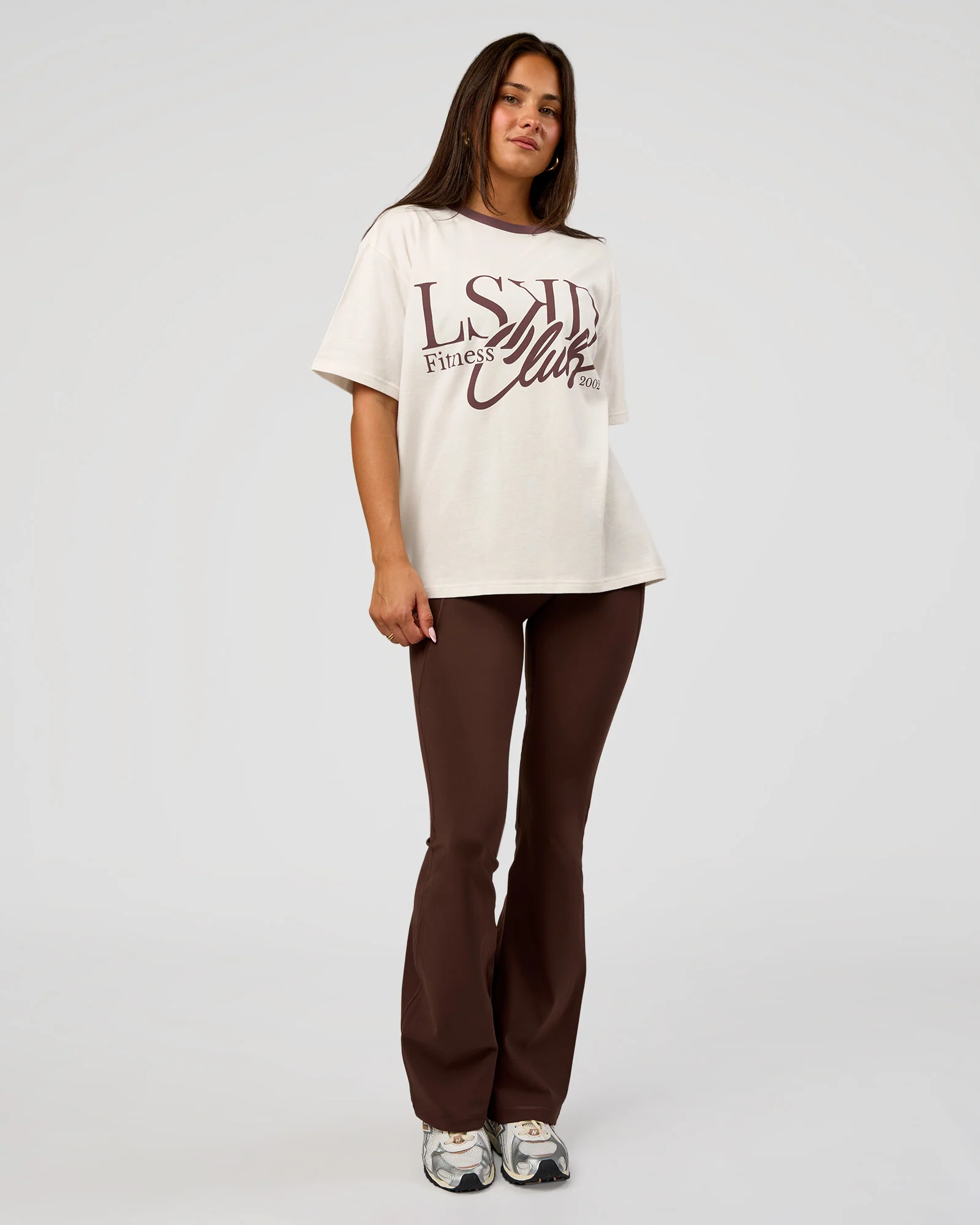 LSKD Fitness Club Heavyweight Oversized Tee - Off White-Cocoa Powder