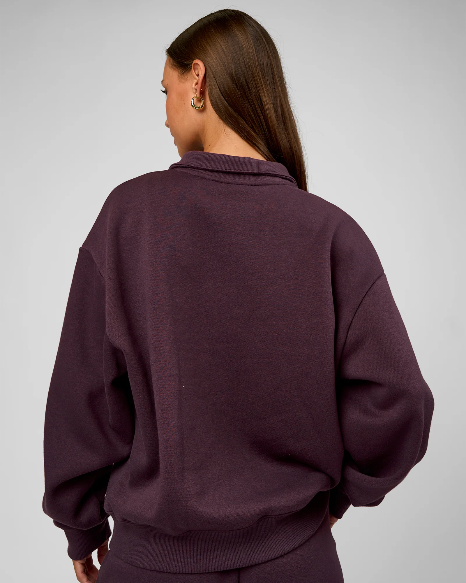 Go-To Oversized Quarter Zip Sweater - Midnight Plum