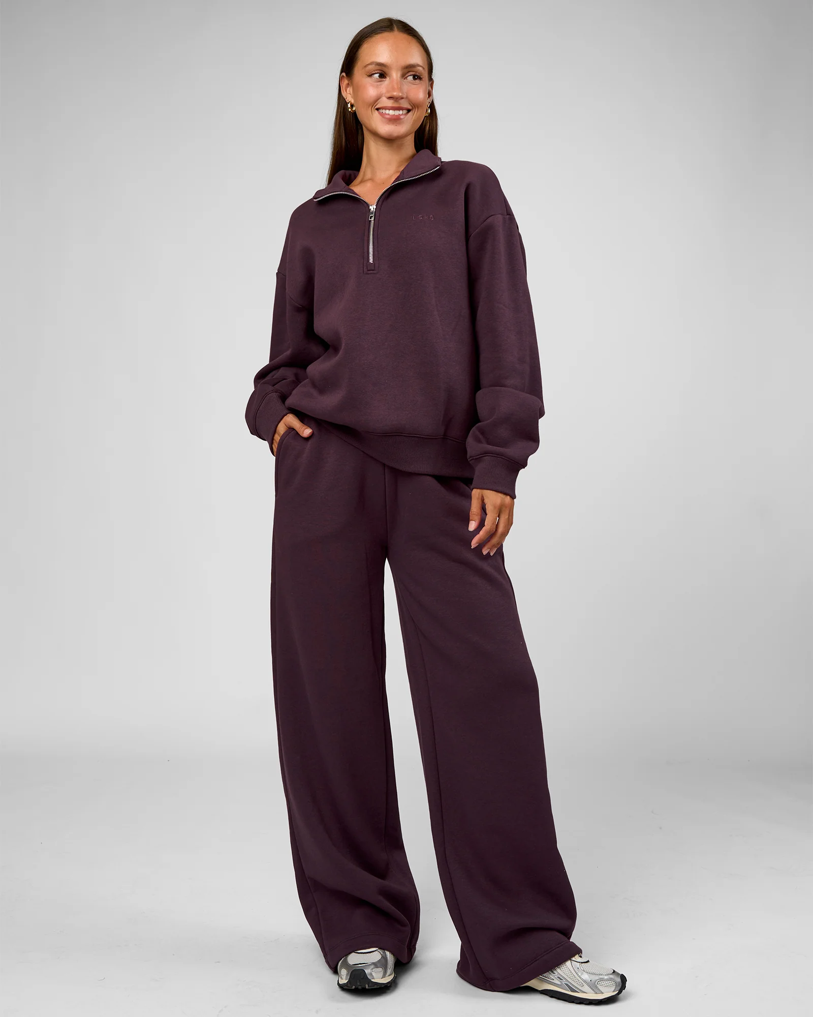 Go-To Oversized Quarter Zip Sweater - Midnight Plum