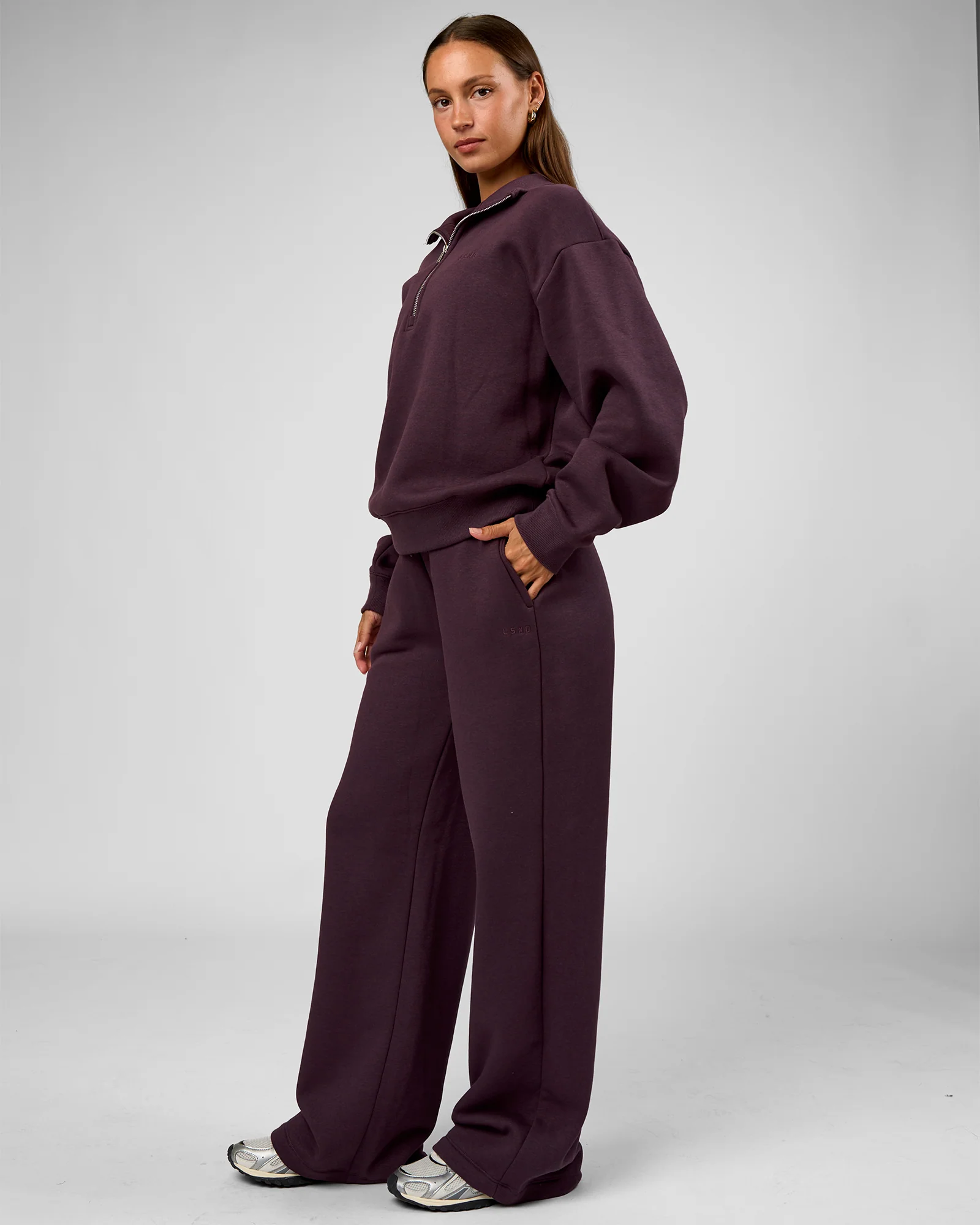 Go-To Oversized Quarter Zip Sweater - Midnight Plum