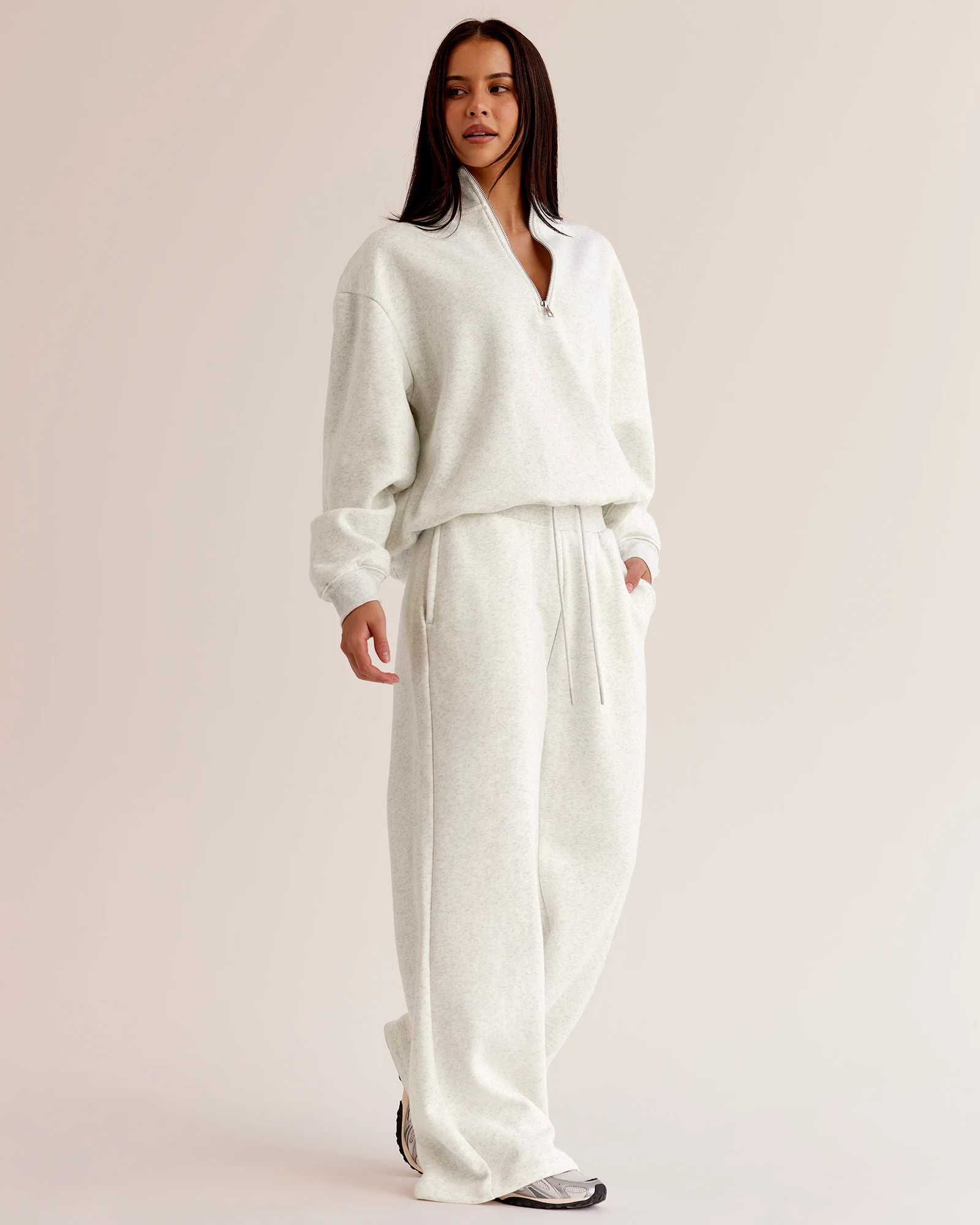 9440-go-to-oversized-quarter-zip-sweater-silver-marl-2.webp Go-To Oversized Quarter Zip Sweater - Silver Marl
