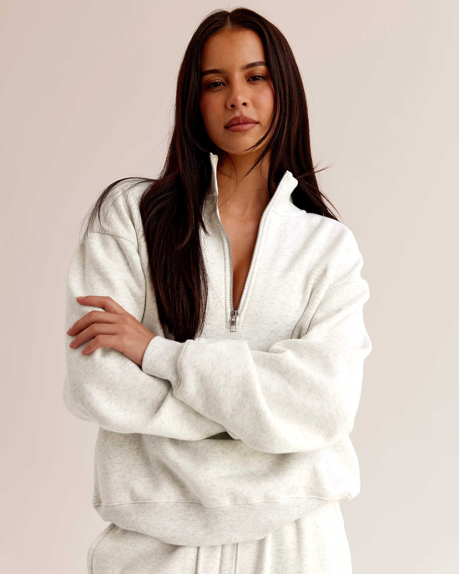 9440-go-to-oversized-quarter-zip-sweater-silver-marl-3.webp Go-To Oversized Quarter Zip Sweater - Silver Marl