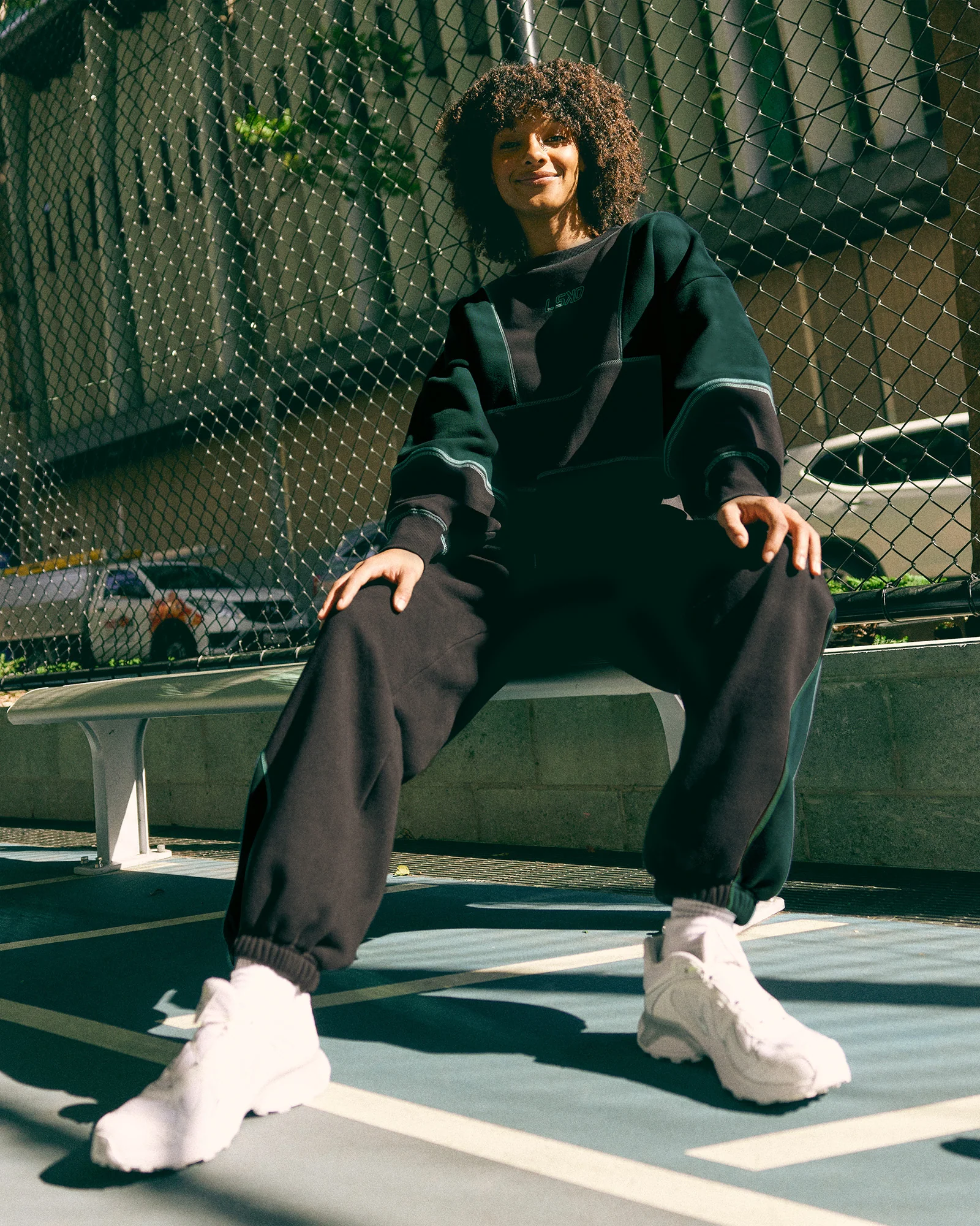 9529-stitch-up-oversized-fleece-sweater-black-dark-moss-3.webp Stitch Up Oversized Fleece Sweater - Black-Dark Moss