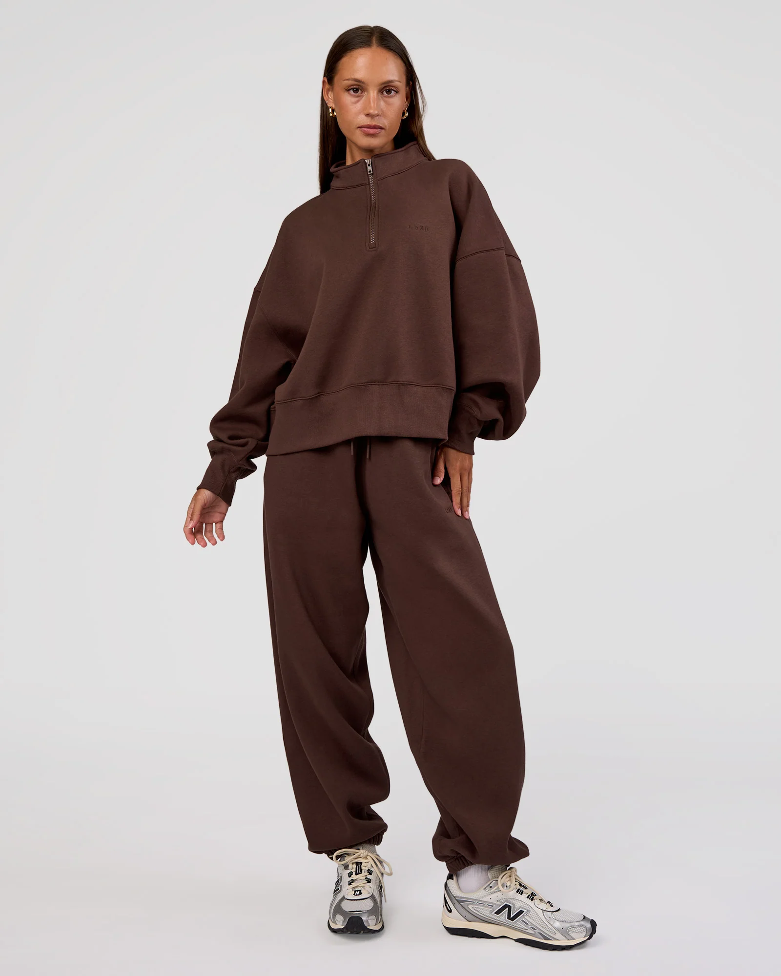 MVP 1/2 Zip Oversized Sweater - Hot Chocolate