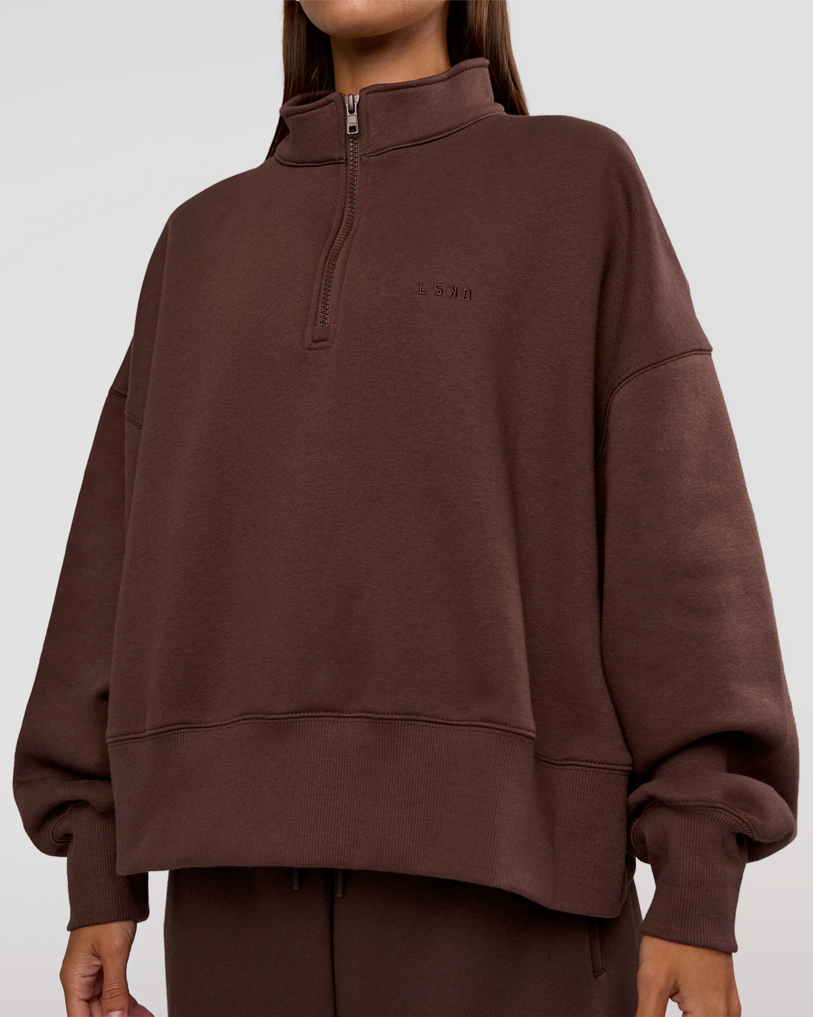 MVP 1/2 Zip Oversized Sweater - Hot Chocolate