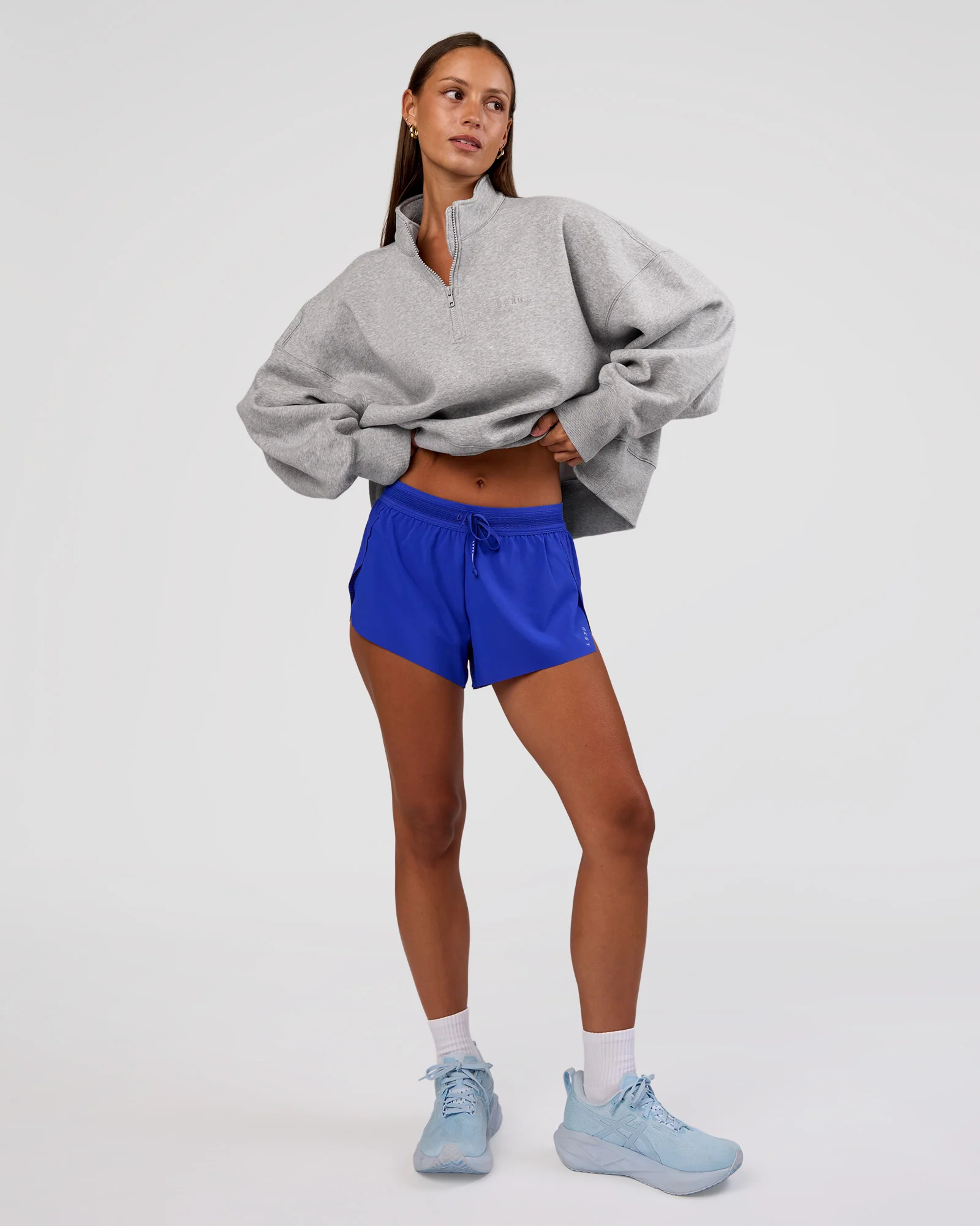 MVP 1/2 Zip Oversized Sweater - Light Grey Marl