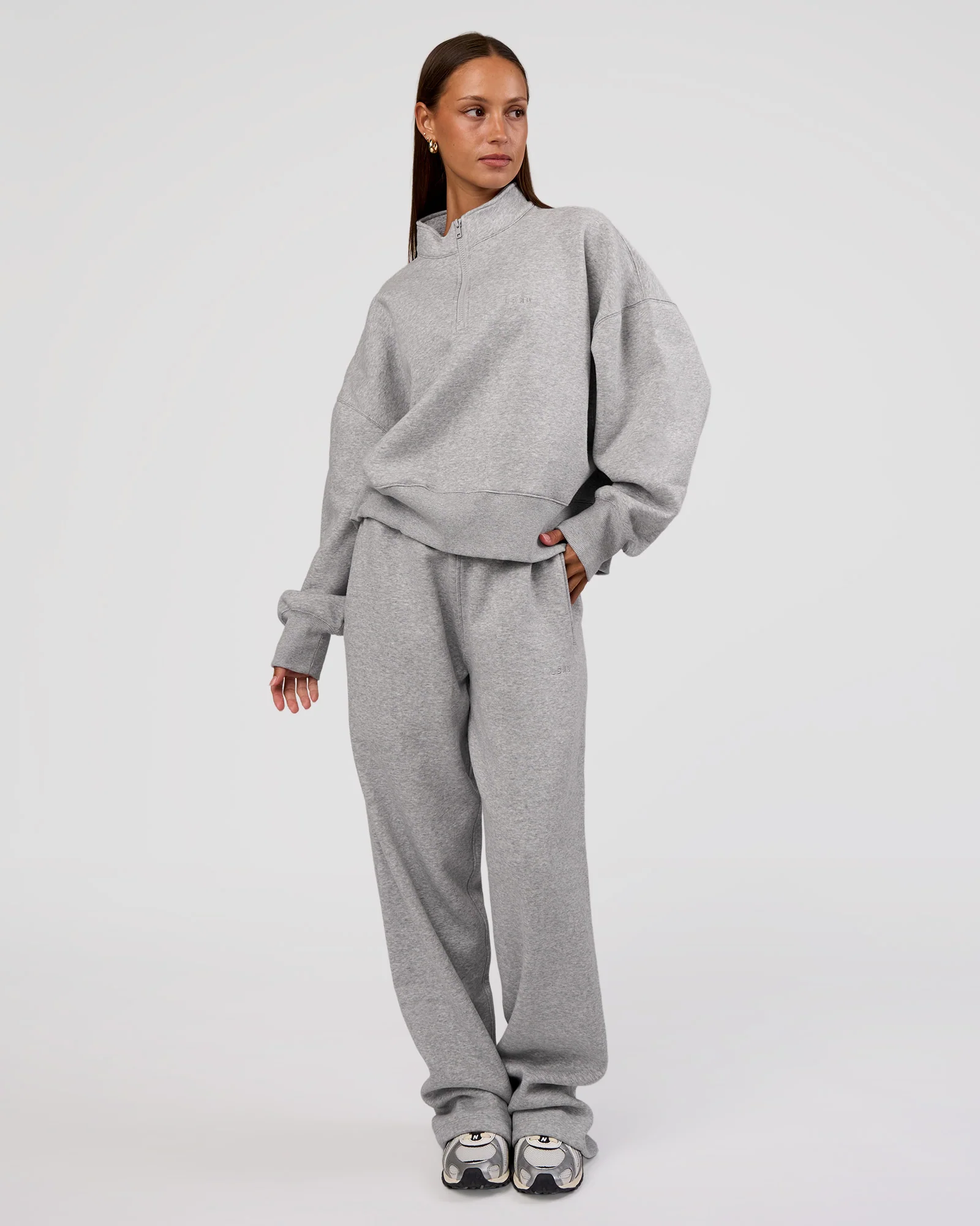 MVP 1/2 Zip Oversized Sweater - Light Grey Marl