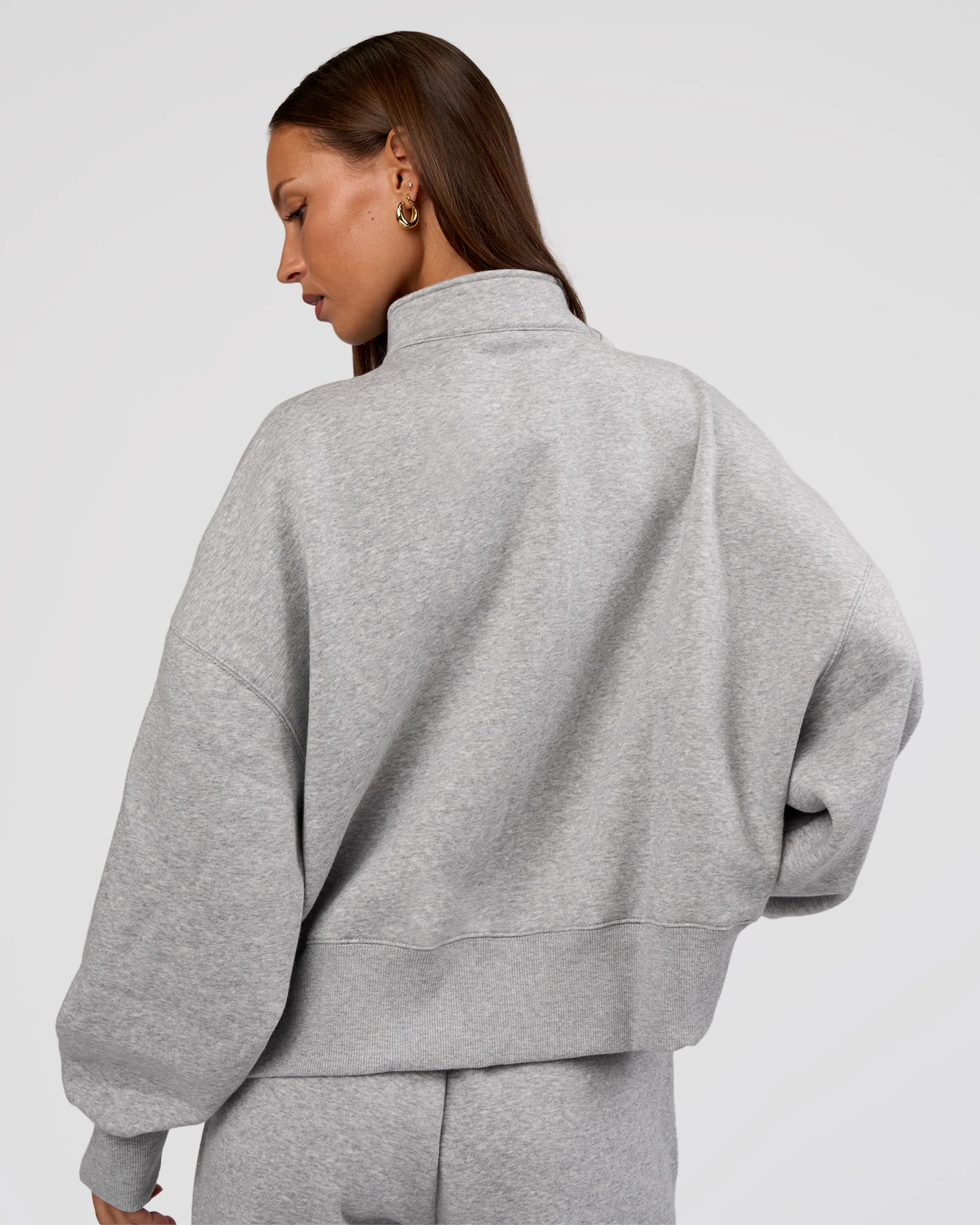 MVP 1/2 Zip Oversized Sweater - Light Grey Marl