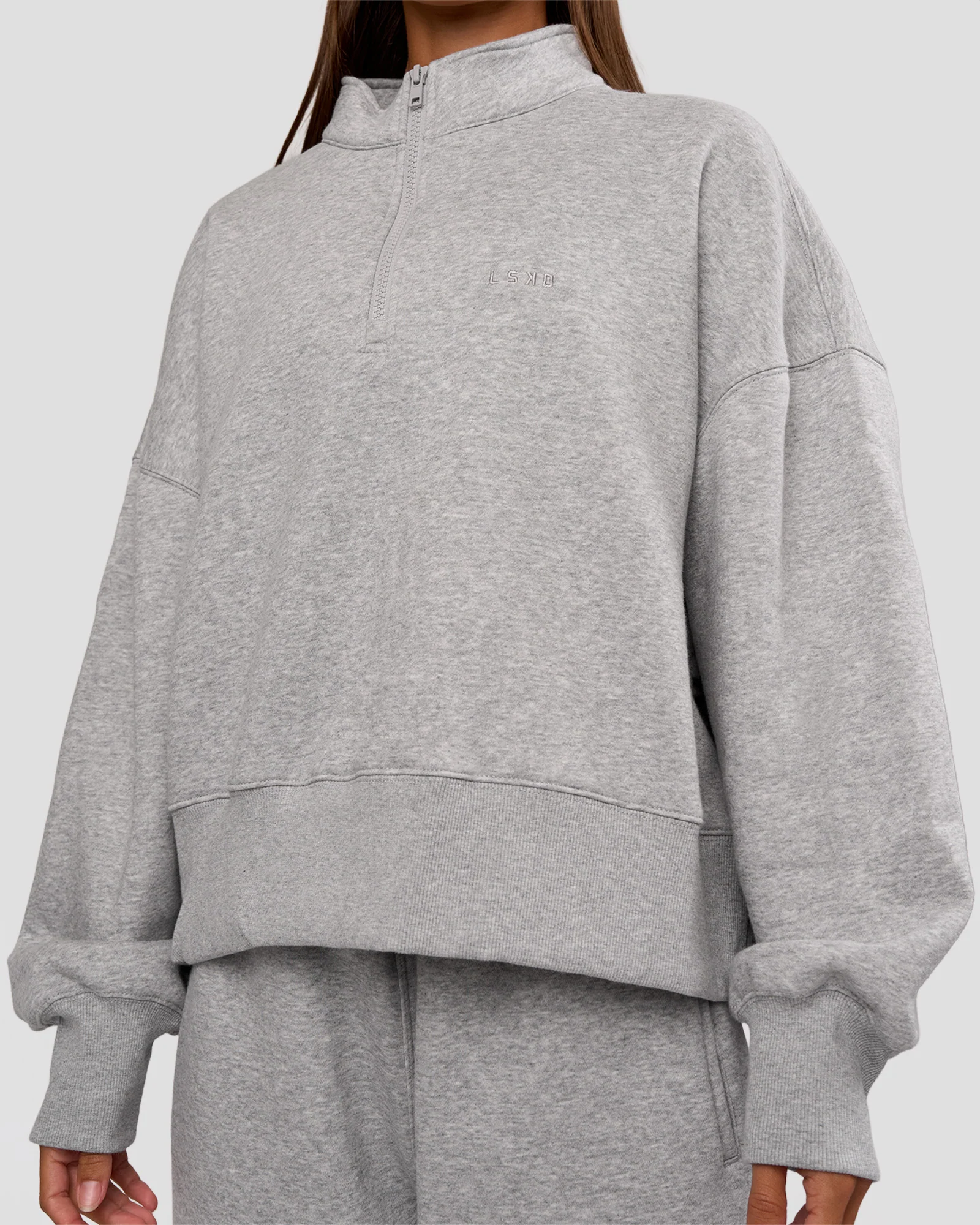 MVP 1/2 Zip Oversized Sweater - Light Grey Marl