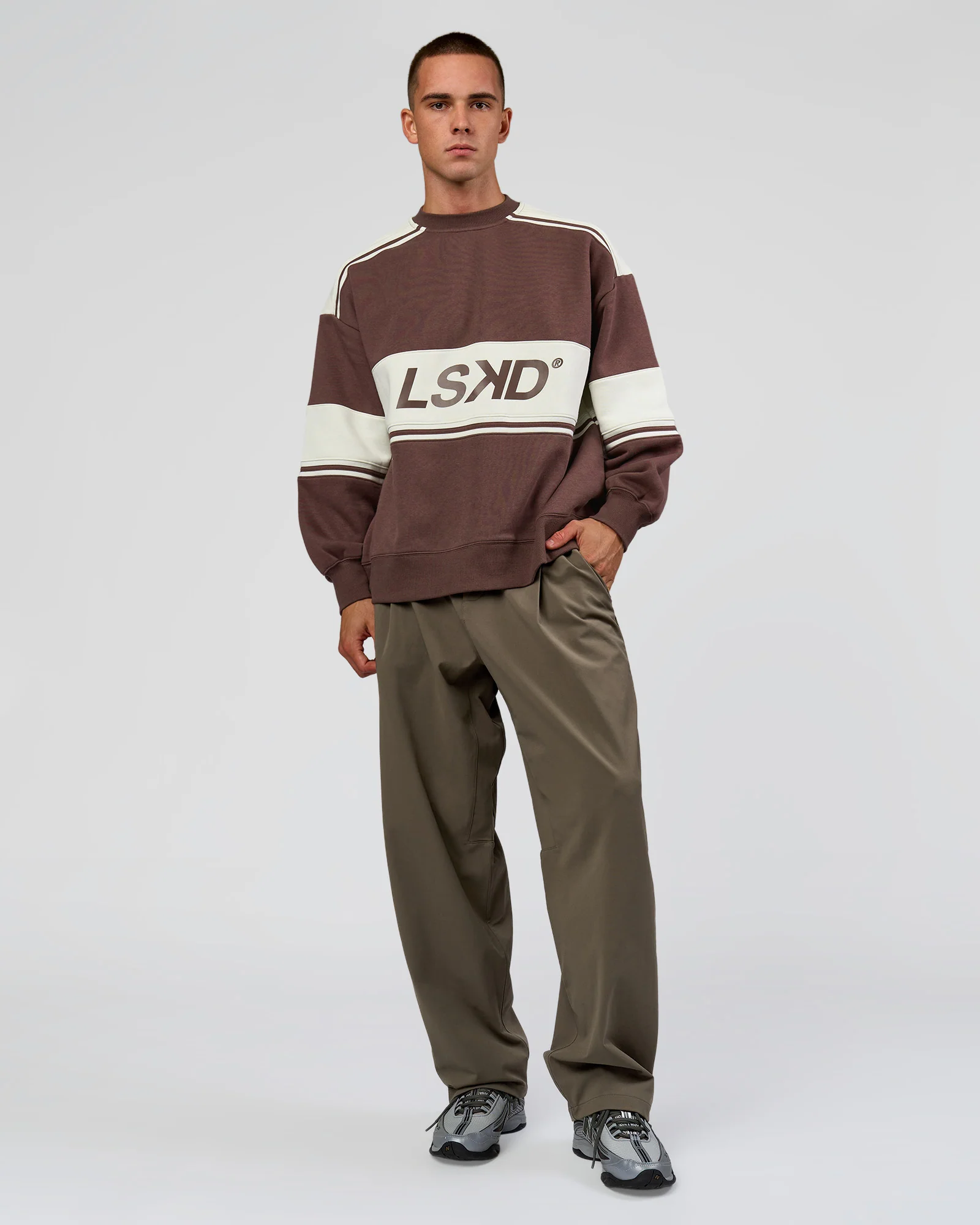 A-Team Sweater Oversize - Cocoa Powder-Off White
