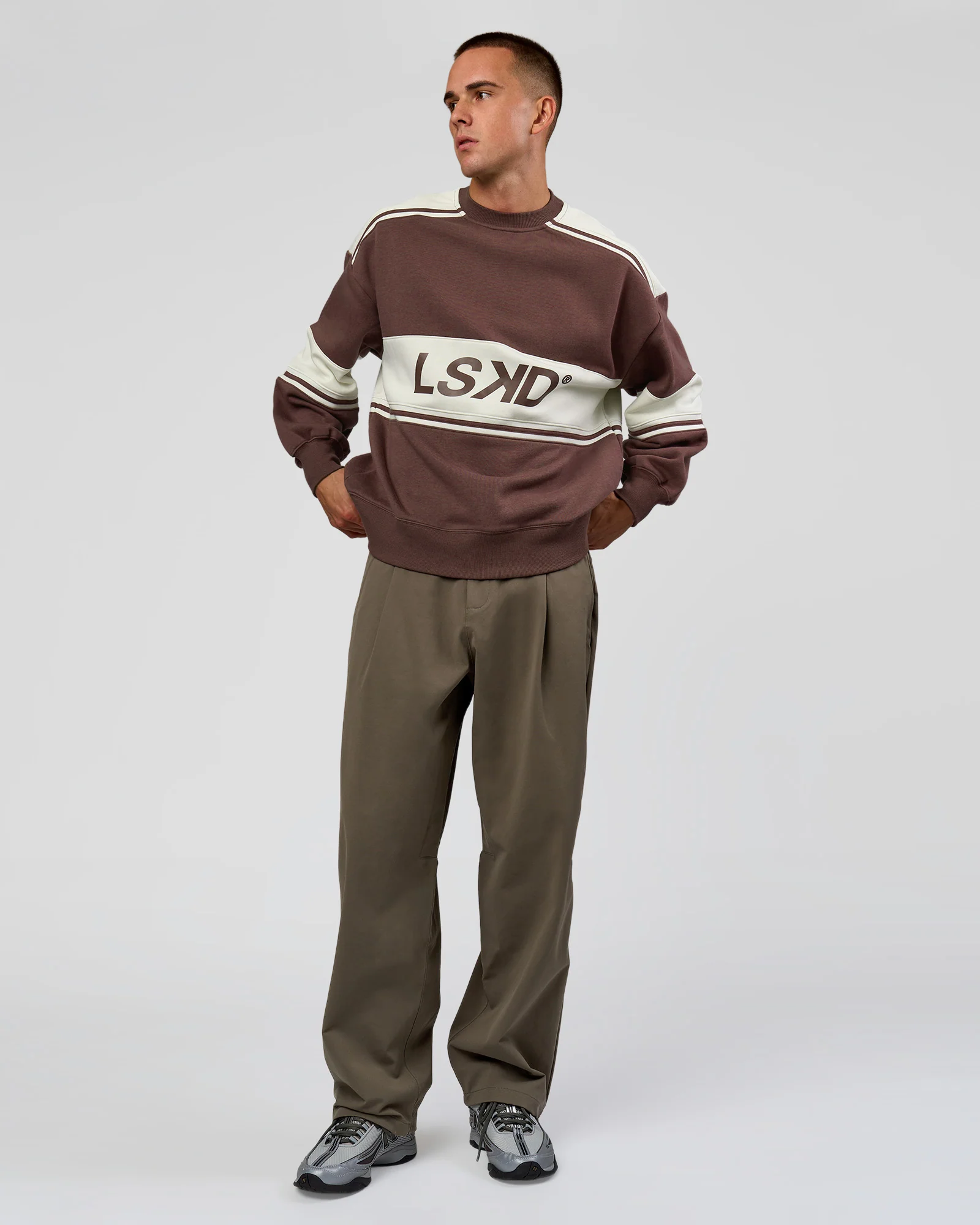 A-Team Sweater Oversize - Cocoa Powder-Off White