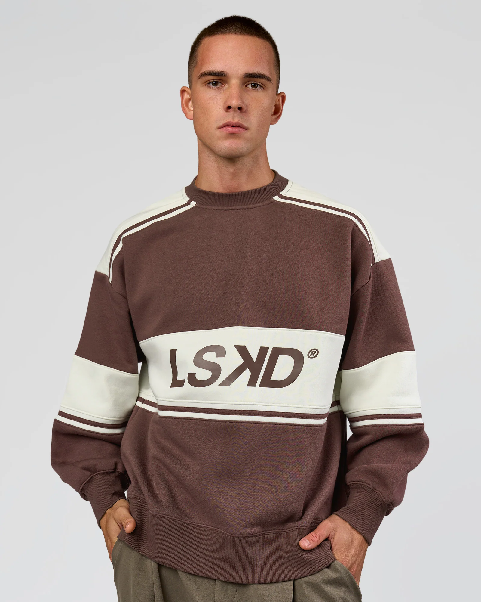 A-Team Sweater Oversize - Cocoa Powder-Off White