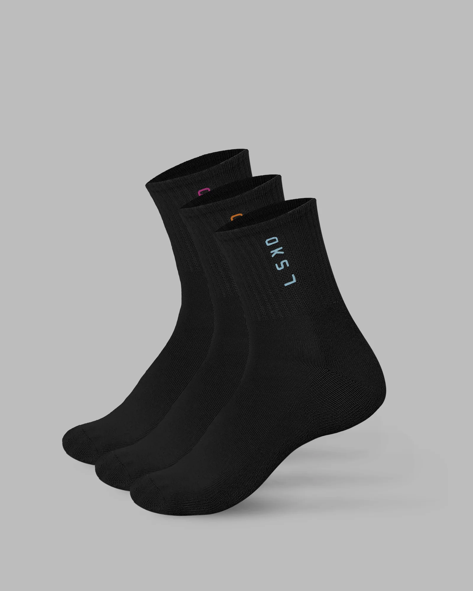 Signal Quarter Socks 3 Pack - Black-Turq-Tang-Pink