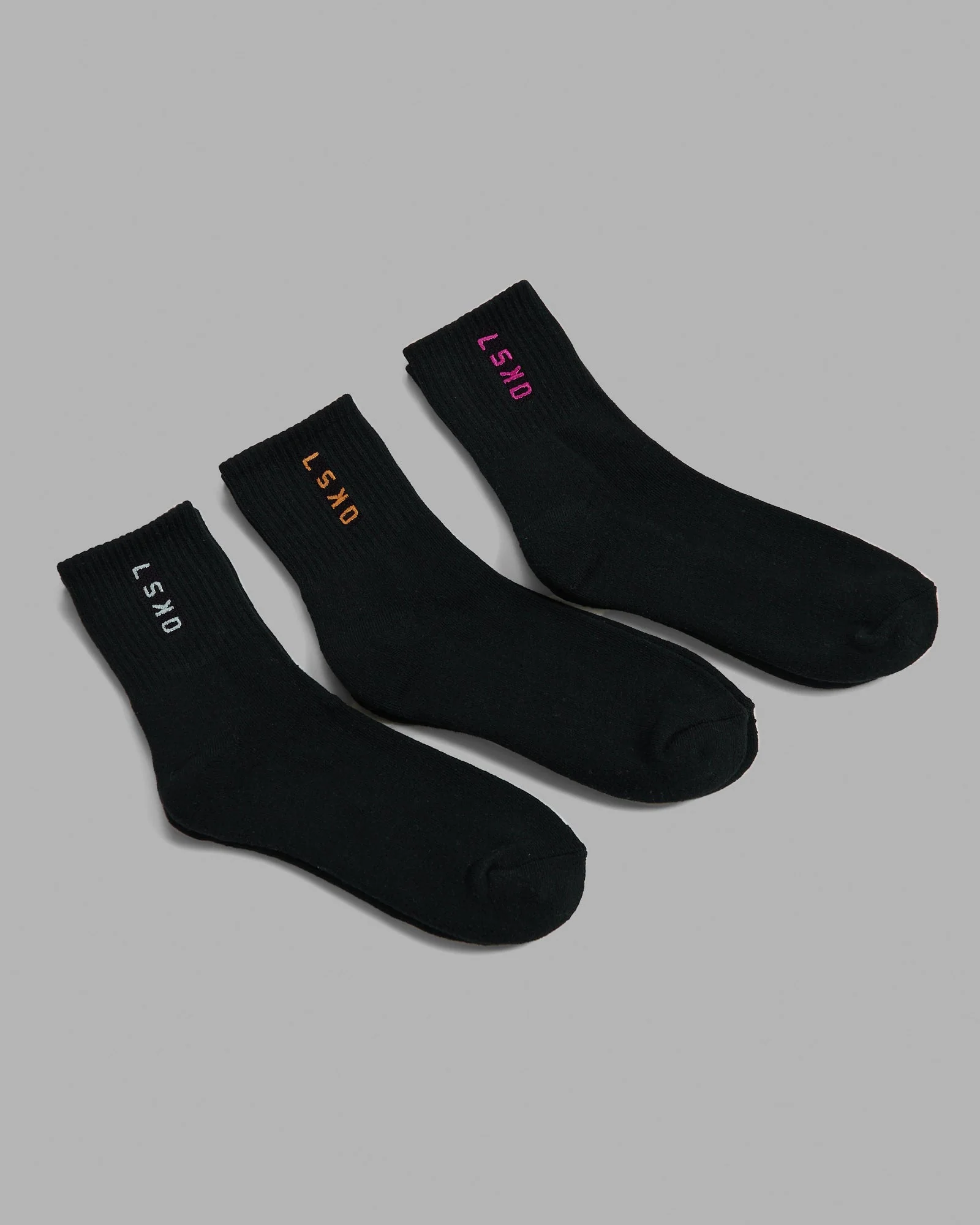Signal Quarter Socks 3 Pack - Black-Turq-Tang-Pink