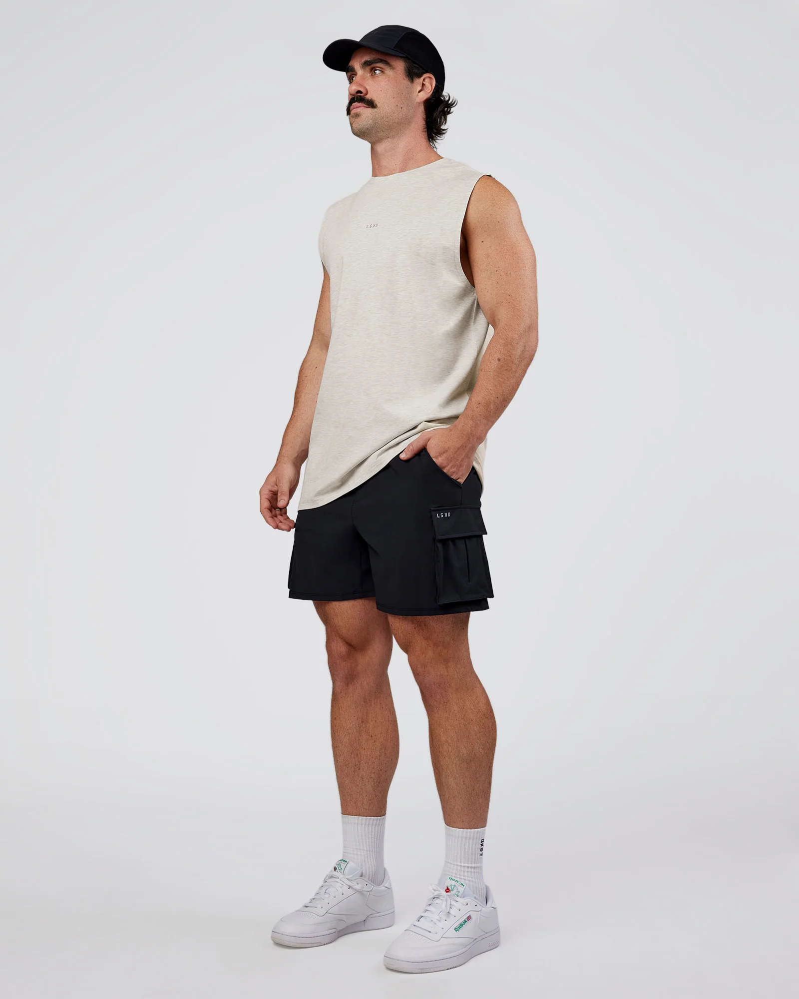 Base Heavyweight FLXCotton Tank Regular Fit +2cm - Silver Marl