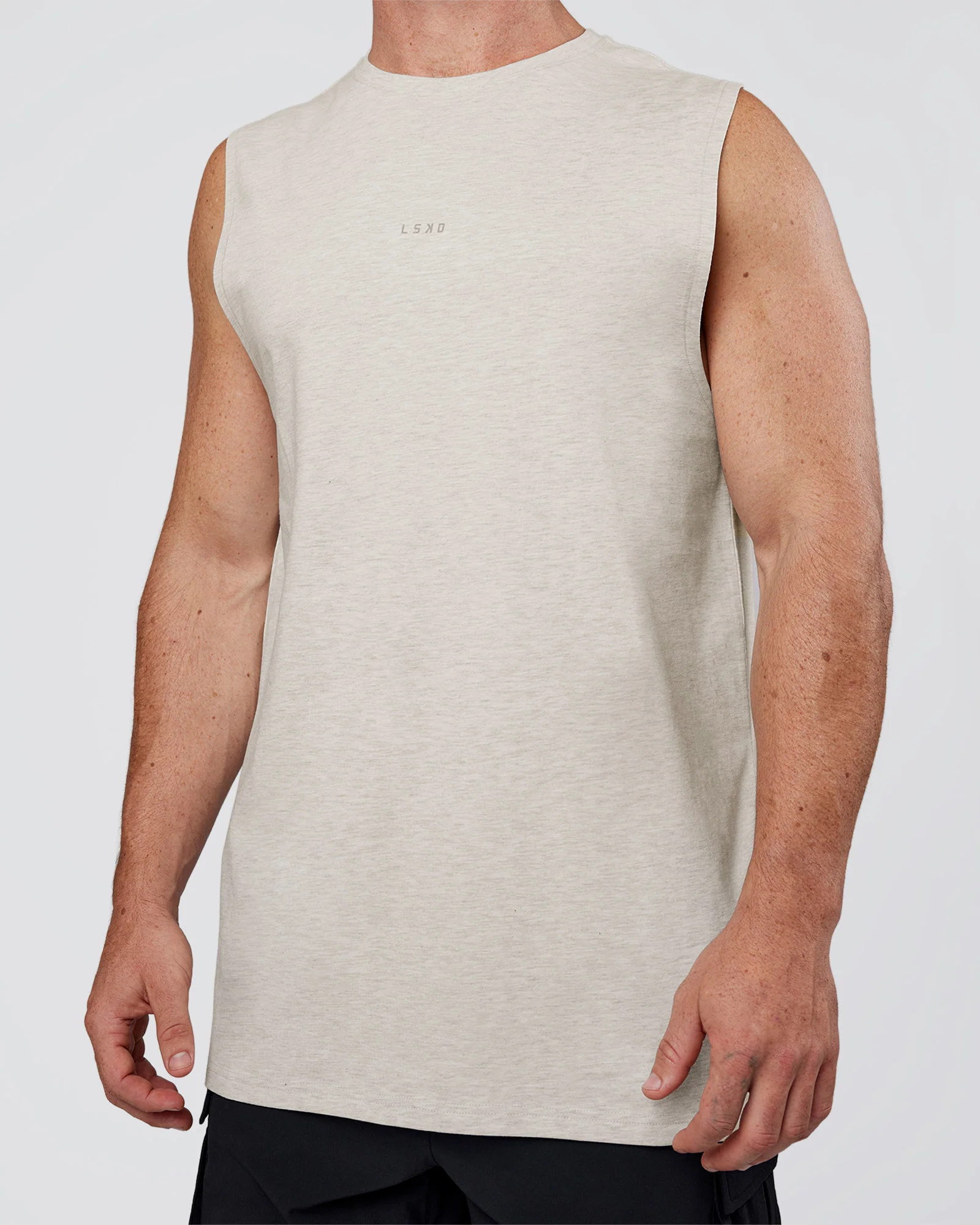 Base Heavyweight FLXCotton Tank Regular Fit +2cm - Silver Marl