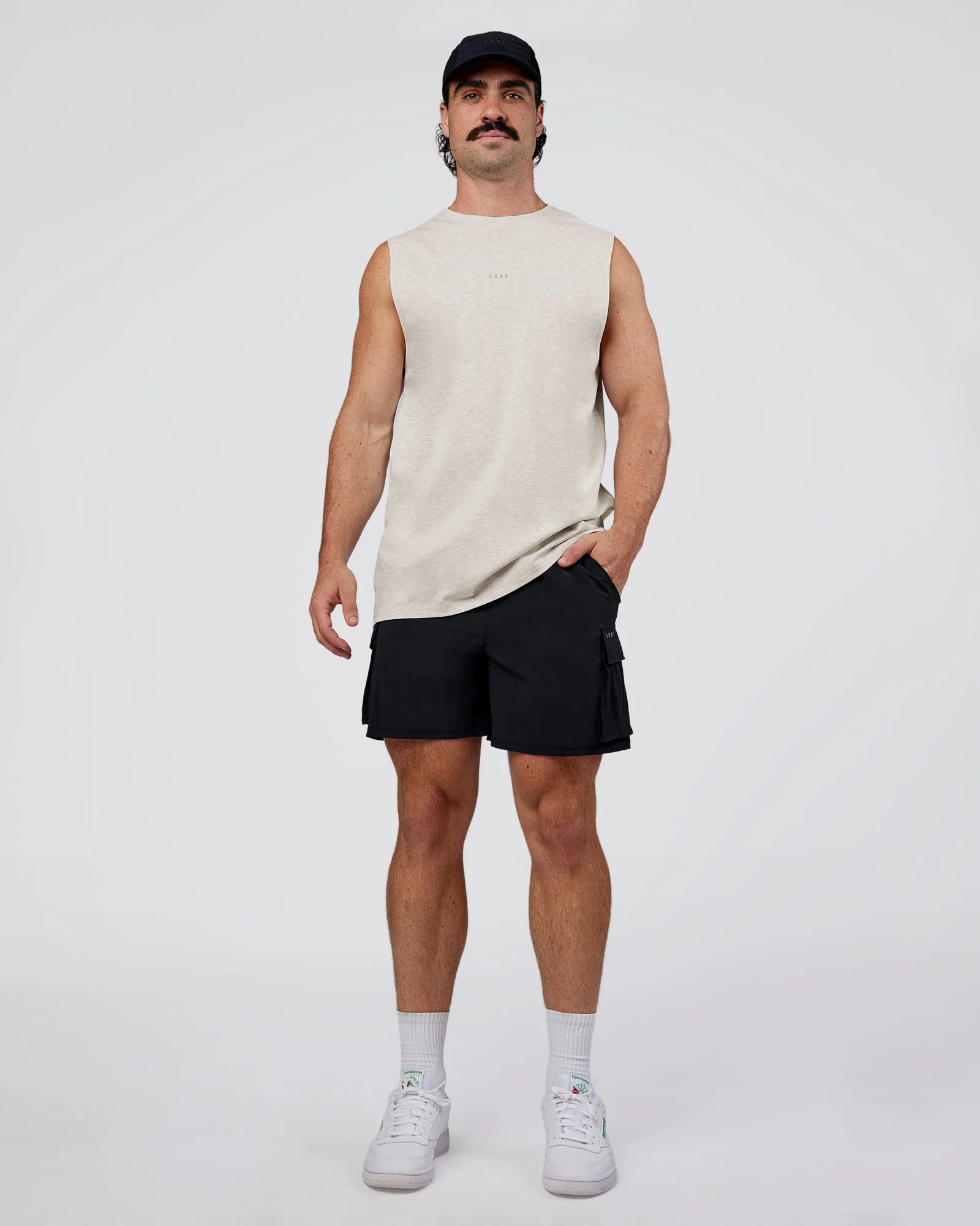 Base Heavyweight FLXCotton Tank Regular Fit +2cm - Silver Marl