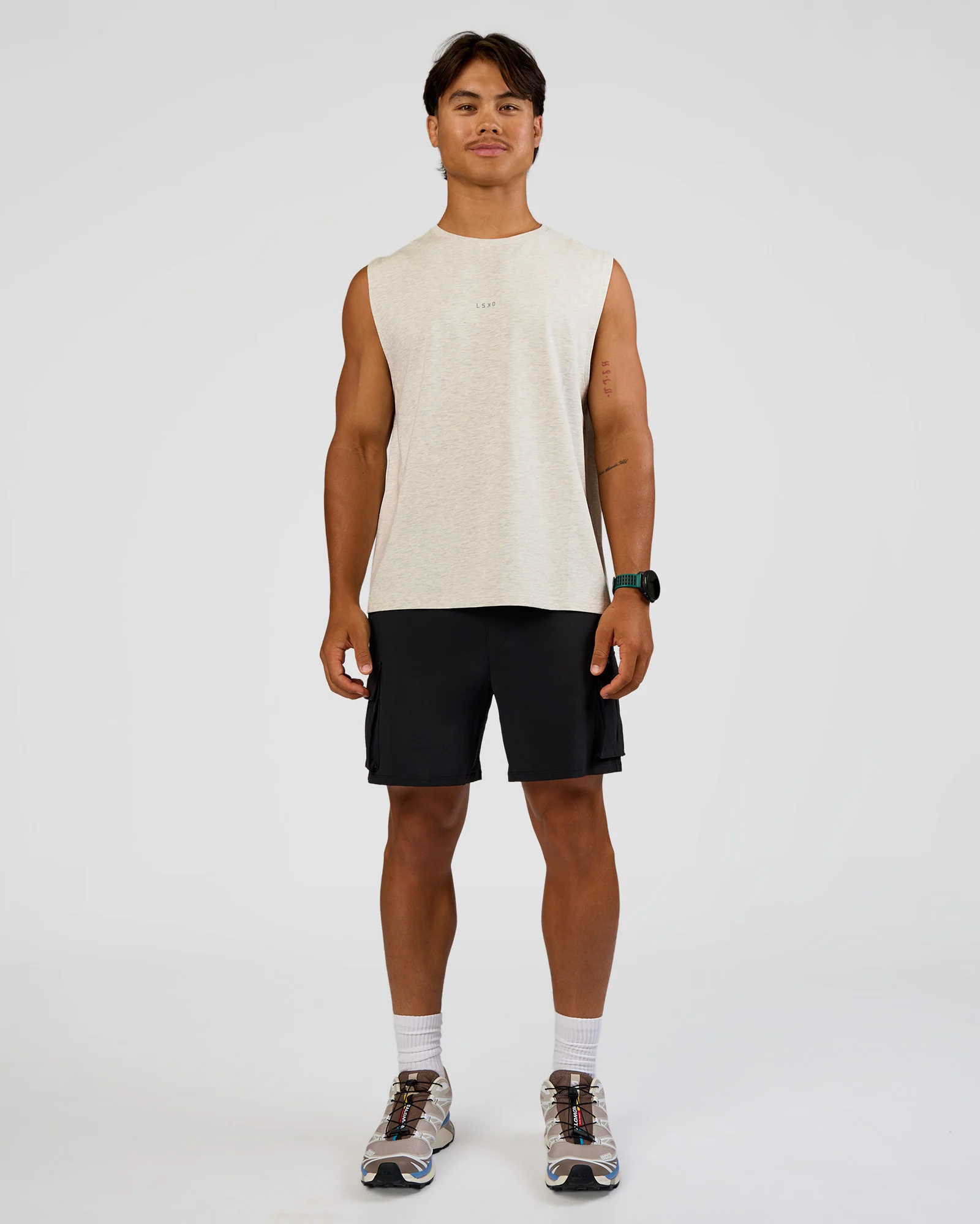 Base Heavyweight FLXCotton Tank Regular Fit -8cm - Silver Marl