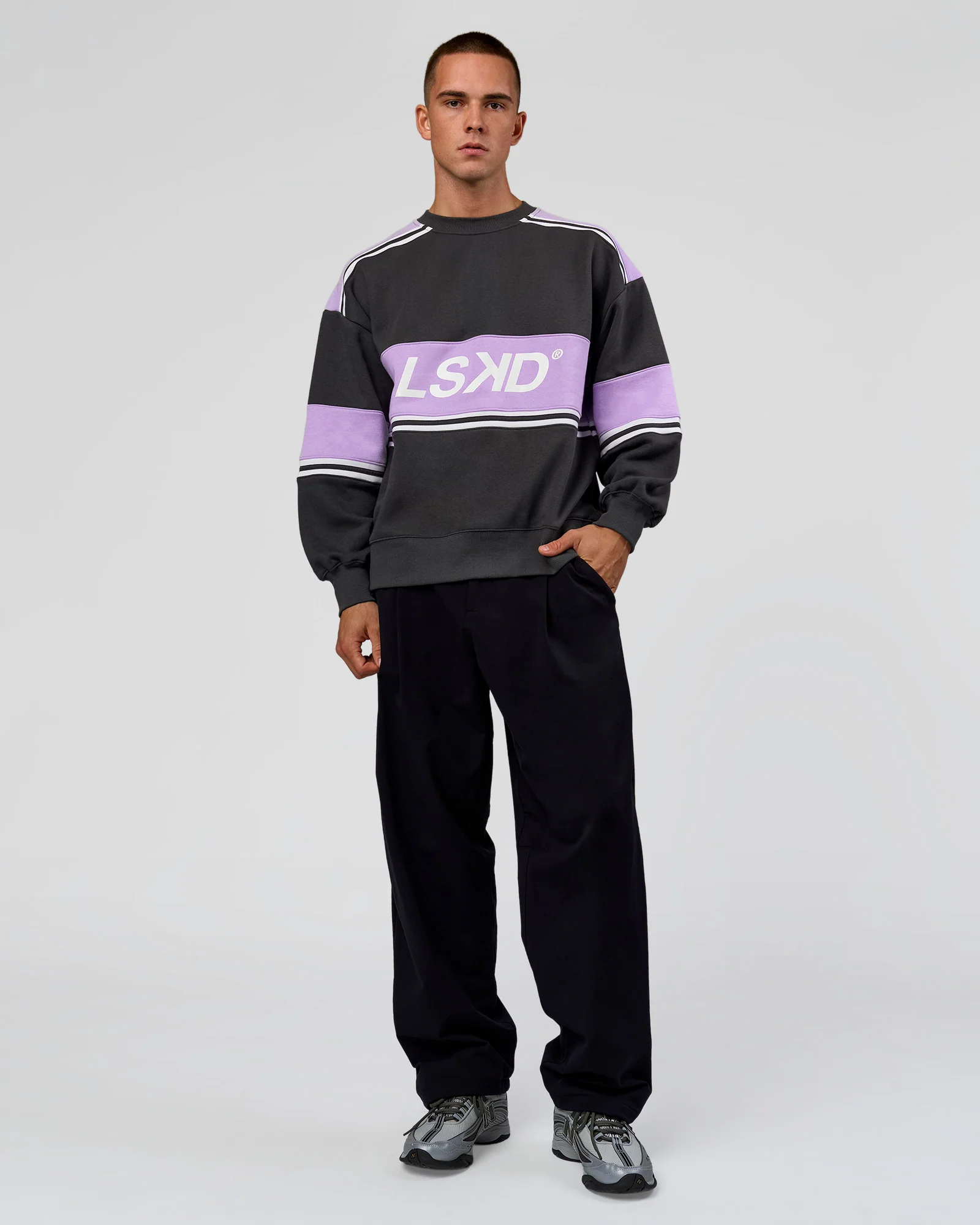 A-Team Sweater Oversize - Dark Storm-Pale Lilac