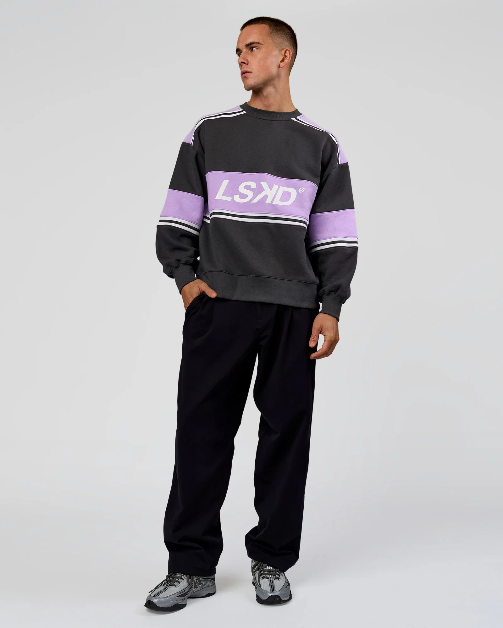 A-Team Sweater Oversize - Dark Storm-Pale Lilac