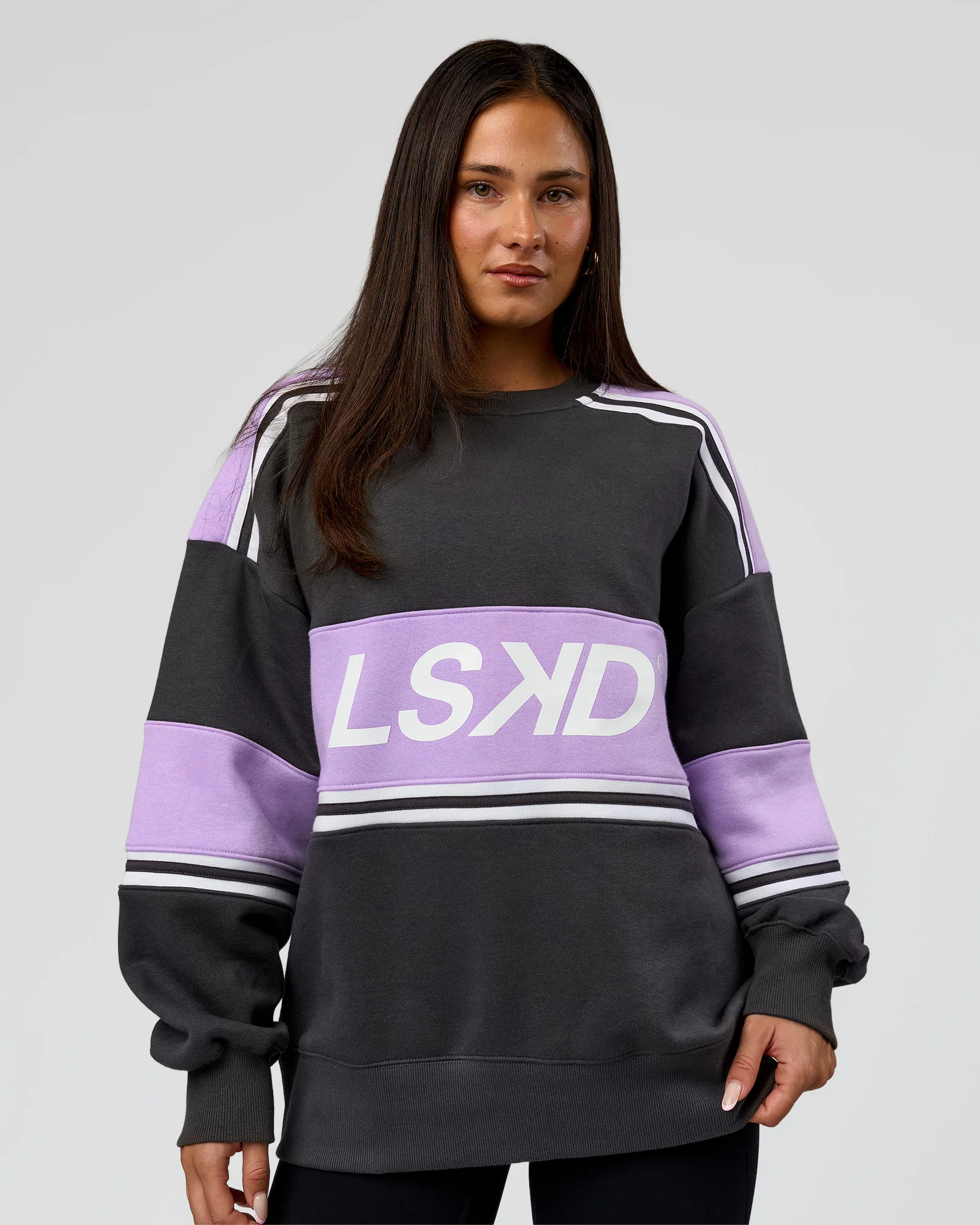 A-Team Sweater Oversize - Dark Storm-Pale Lilac